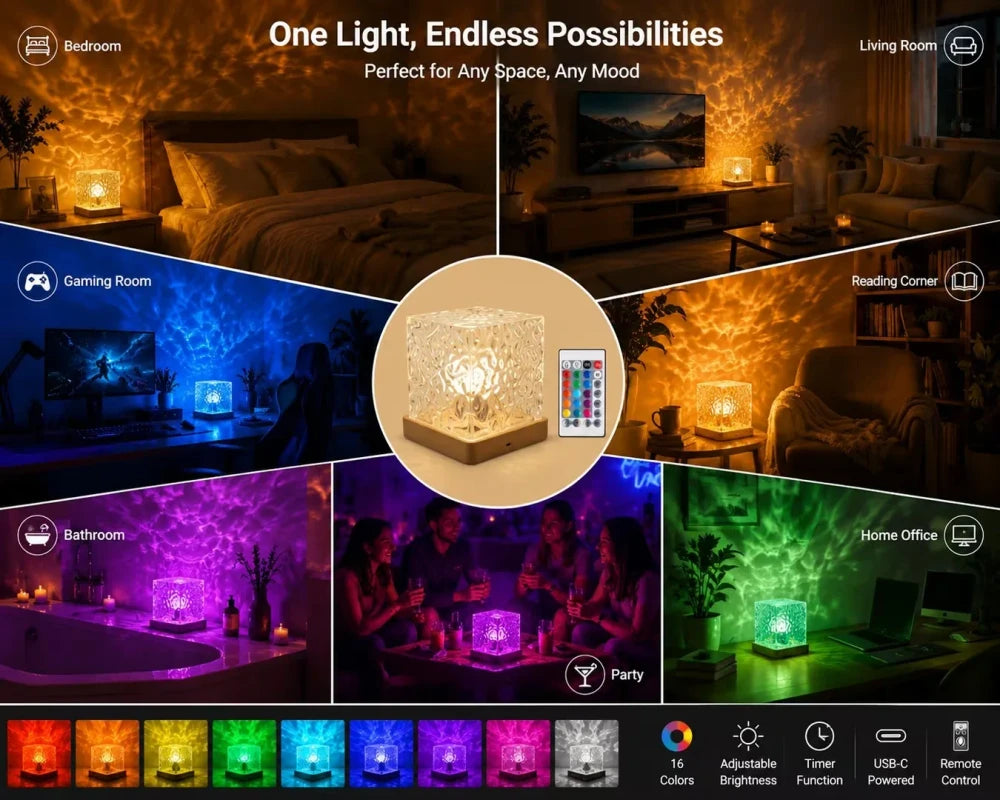 Water Ripple Night Light Projector – Turn Any Room Into a Dream