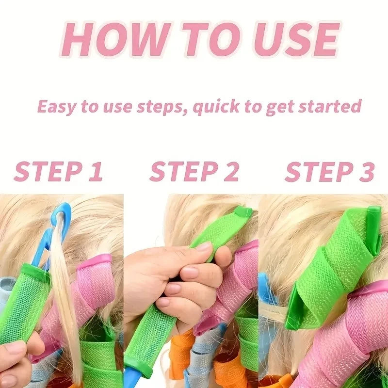Heatless Spiral Hair Curler Set